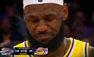 PHOTO Lebron's Eyes Sealed Shut Crying Like A Baby After Passing Kareem On All-Time Scoring List