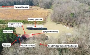 PHOTO Map Overview Showing Where Paul And Maggie's Body Were Found On The Property In Alex Murdaugh Trial