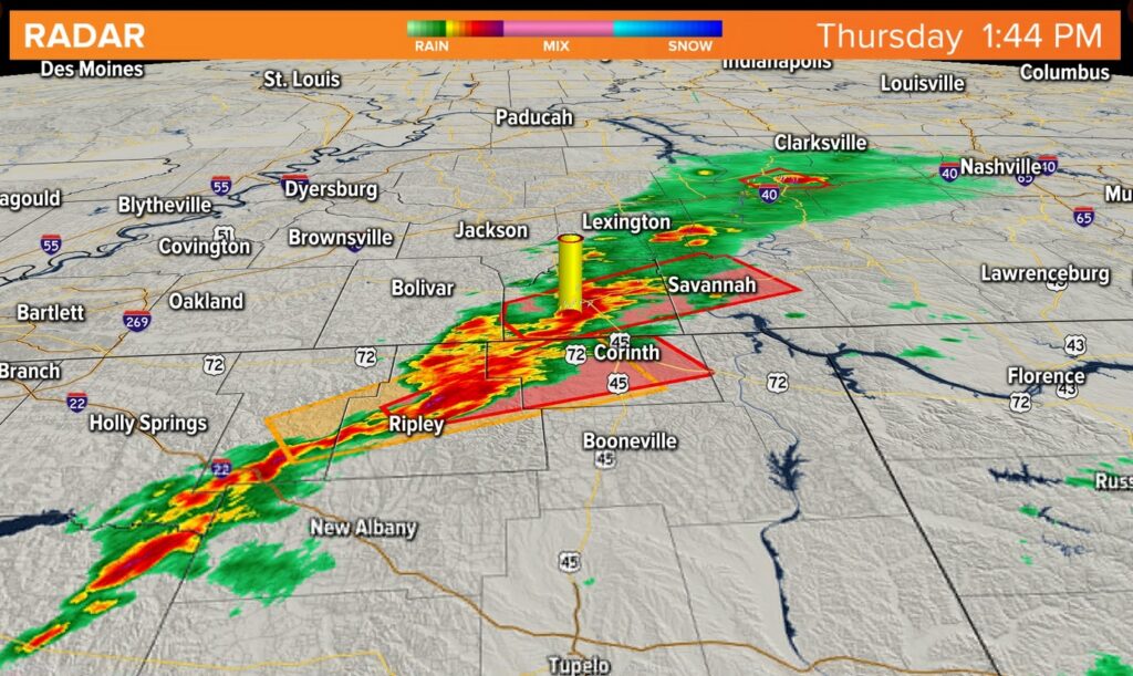 PHOTO Map Showing Radar Of Tornado Moving Over Mississippi And It ...