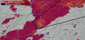 PHOTO Map Tracking Debris From Tornado As It Touched Down In The Center Of Ripley Mississippi