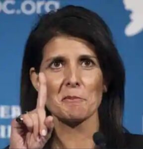 PHOTO Nikki Haley Trying Hard To Be Like Trump While Giving A Speech