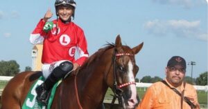 PHOTO Alex Canchari Smiling And Giving A Thumbs Up While Riding A Horse