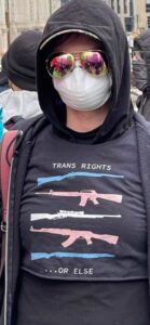 PHOTO Audrey Hale At Protest Wearing Trans Rights Or Else T-Shirt Looking Like A Man