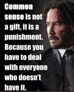 PHOTO Common Sense Is Not A Gift It Is A Punishment Because You Have To Deal With Everyone Who Doesn't Have It Meme