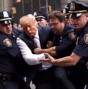 PHOTO Donald Trump Trying To Break Through Barricade Of NYPD Officers