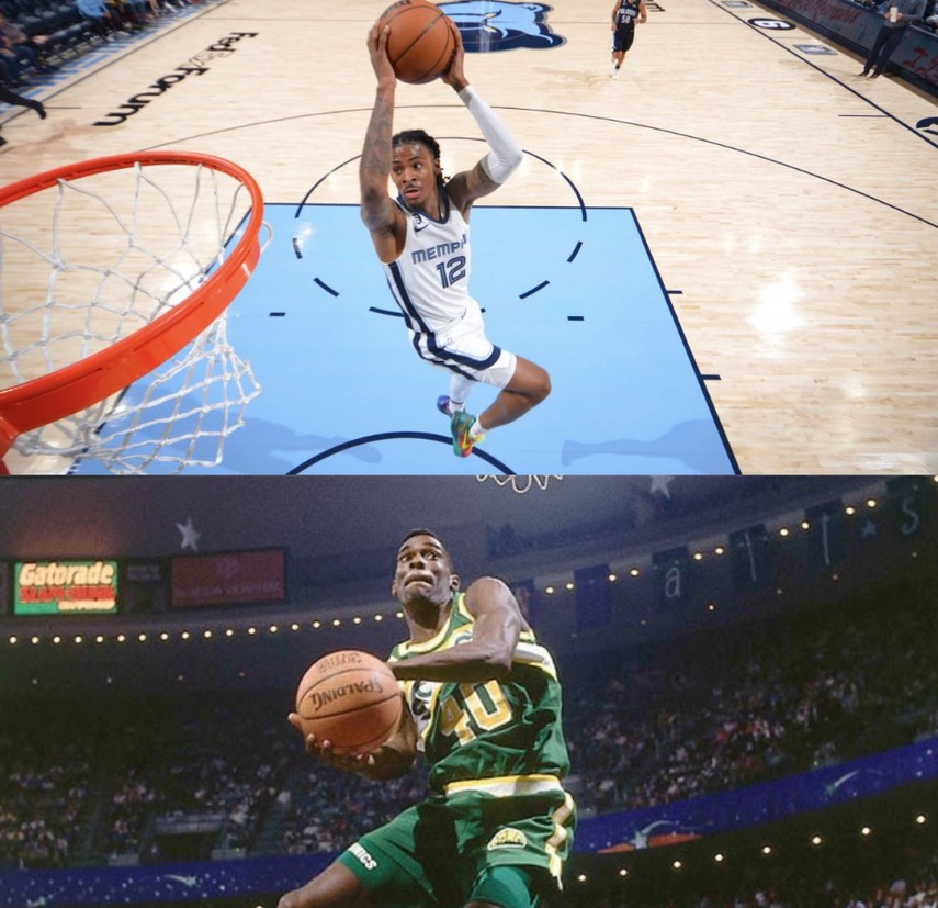 PHOTO Ja Morant And Shawn Kemp No Context Guns Meme