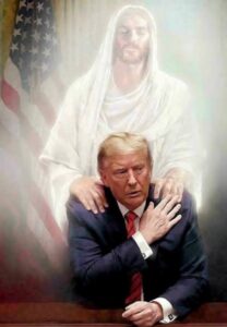 PHOTO Jesus With His Hands On Donald Trump Meme