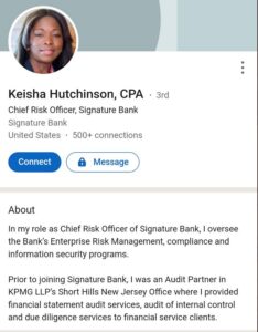 PHOTO LinkedIn Of Chief Risk Officer For Signature Bank