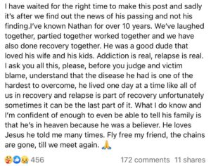 PHOTO Nathan Millard's Friend Of 10 Years Admits Nathan Suffered From Addiction