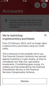 PHOTO Notifications HSBC Customers Got About No Longer Allowing Crypto Purchases