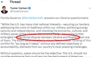 PHOTO Of DeSantis Telling Tucker Carlson Russia's Invasion Of Ukraine Is A Territorial Dispute