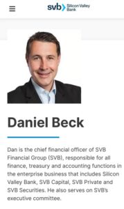 PHOTO Of Silicon Valley Bank CFO Daniel Beck's Bio Before SVB Collapsed