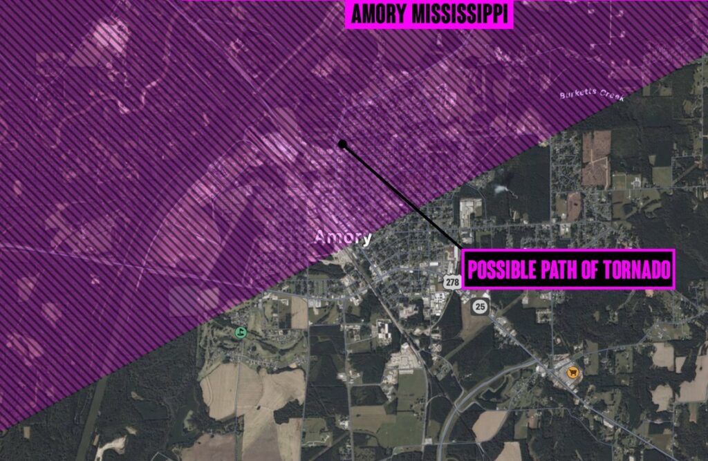 PHOTO Of The Path Of Tornado In Amory Mississippi 1024x667 