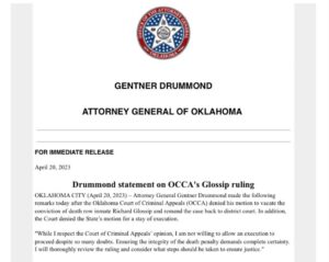 PHOTO Attorney General Reaction To Richard Glossip Ruling