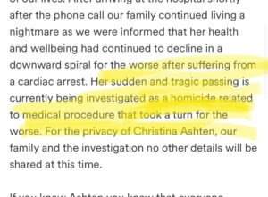 PHOTO Christina Ashten Gourkani's GoFundMe Page Says Her Death Is Being Investigated As A Homicide