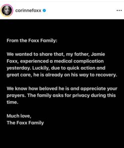 PHOTO Details On Why Jamie Foxx Is In The Hospital