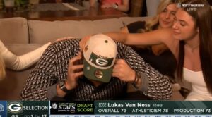 PHOTO Lukas Van Ness's Angel Of A Girlfriend Putting Her Arm Around Him As He's Drafted