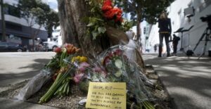 PHOTO Memorial With Flowers For Bob Lee In San Francisco