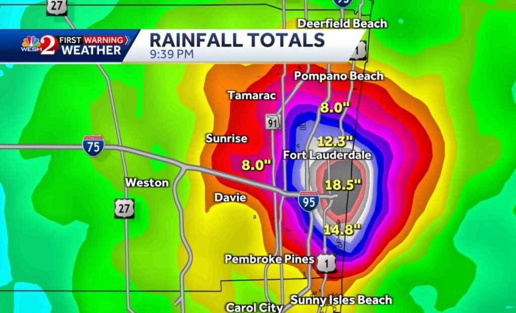 PHOTO Rainfall Totals Shows Areas Around Fort Lauderdale Got Even 15 Inches