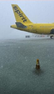 PHOTO Spirit Airlines Flight Got Pelted By Rain So Much In Boynton Beach FL It Never Took Off