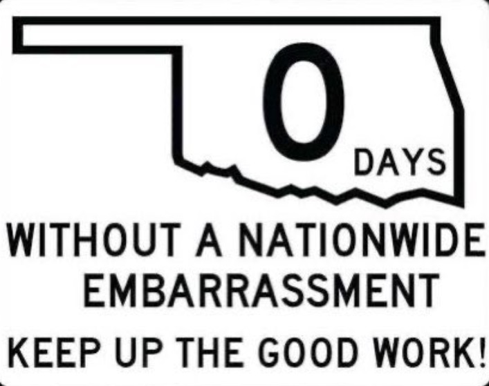 PHOTO State Of Oklahoma Has Gone 0 Days Without A National