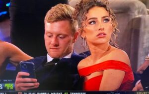 PHOTO Will Levis' Girlfriend Looking Up At The Draft Board Hoping He Will Finally Get Drafted