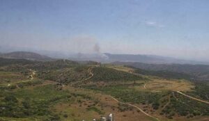 PHOTO Aerial View Of Massive Fire From Hemet CA Looking Down On Ramona Expressway And N Warren Road