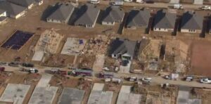PHOTO Aerial View Shows 5 Big Houses In Neighborhood In Conroe Texas Leveled Down To The Slab