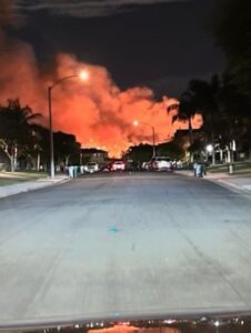 PHOTO Alarming Street Level View Of Flames Rising In The Distance From Cobble Fire In Eastvale