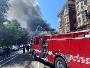 PHOTO Close Up Of The Smoke Rising From Apartment Fire On Southwest 14th And Taylor In Portland