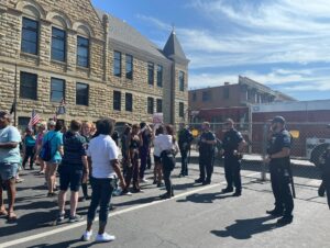 PHOTO Davenport Fire Department Blocked Off View Of Protesters Tuesday Morning