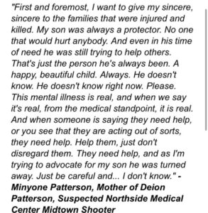 PHOTO Deion Patterson's Mothers Statement On Atlanta Shooting