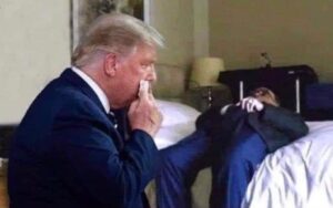 PHOTO Donald Trump Comes Into The Room Says Pardon Me Rudy Giuliani While Rudy Lays On The Bed Waiting For Noelle Dunphy Meme