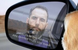 PHOTO Hunter Biden Looking In His Rear View Mirror And Seeing Donald Trump Meme