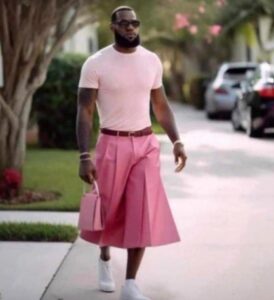 PHOTO Lebron Wearing A Pink Skirt And Purse Heading Into Playoff Game