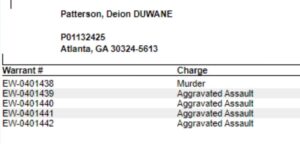 PHOTO List Of 5 Charges Deion Patterson Faces For Atlanta Shooting