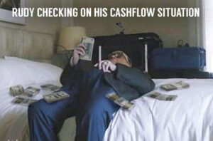 PHOTO Rudy Giuliani Checking On His Cashflow Situation While Waiting For Noelle Dunphy To Come To Bed Meme