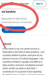 PHOTO Sai Varshith Kandula's LinkedIn Page Says He Was From Chesterfield Missouri Looking For A Career In Data Analytics And Knew Python And Java Coding Languages