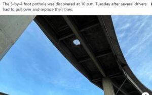 PHOTO Several Drivers Had To Replace Tire After Driving Over West Seattle Bridge 5 Foot Hole