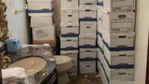 PHOTO Donald Trump's Entire Main Bathroom That He Uses In Mar-A-Lago Stacked To The Ceiling With Boxes Of Classified Documents