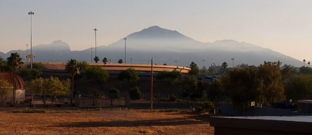 PHOTO Haze Sitting Over Phoenix Metro Area Form Mulch Fire Burning Still
