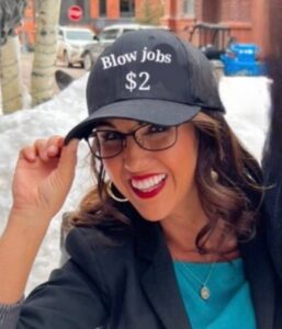 PHOTO Lauren Boebert Wearing Hat That Says Blw Jbs $2 Dollars