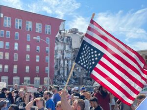 PHOTO Of The Largest Protester Crowd This Week In Davenport Iowa Over Apartment Collapse