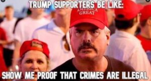 PHOTO Trump Supporters Be Like Show Me Proof That Crimes Are Illegal Meme
