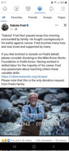 PHOTO Dakota Fred Hurt Died Of Cancer And Fought Until The Very End