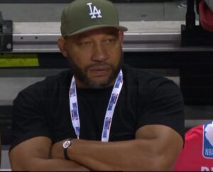 PHOTO Darvin Ham Looking So Ripped At Lakers Summer League Game With Giant Biceps And Wearing LA Dodgers Hat