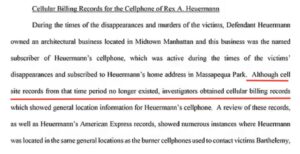 PHOTO Investigators Had To Utilize Billing Records When CSLI Was No Longer Available To Trace Rex Heuermann