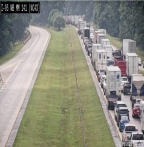 PHOTO Look At The Traffic Backup After I-95 Was Closed In Both Directions Due To Tornado Debris