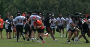 PHOTO Still Shot Joe Burrow Destroying His Whole Leg By Planting His Foot In Practice