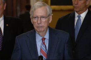 PHOTO Still Shot Of Mitch McConnell Staring Straight Ahead And Not Talking For 20 Straight Seconds